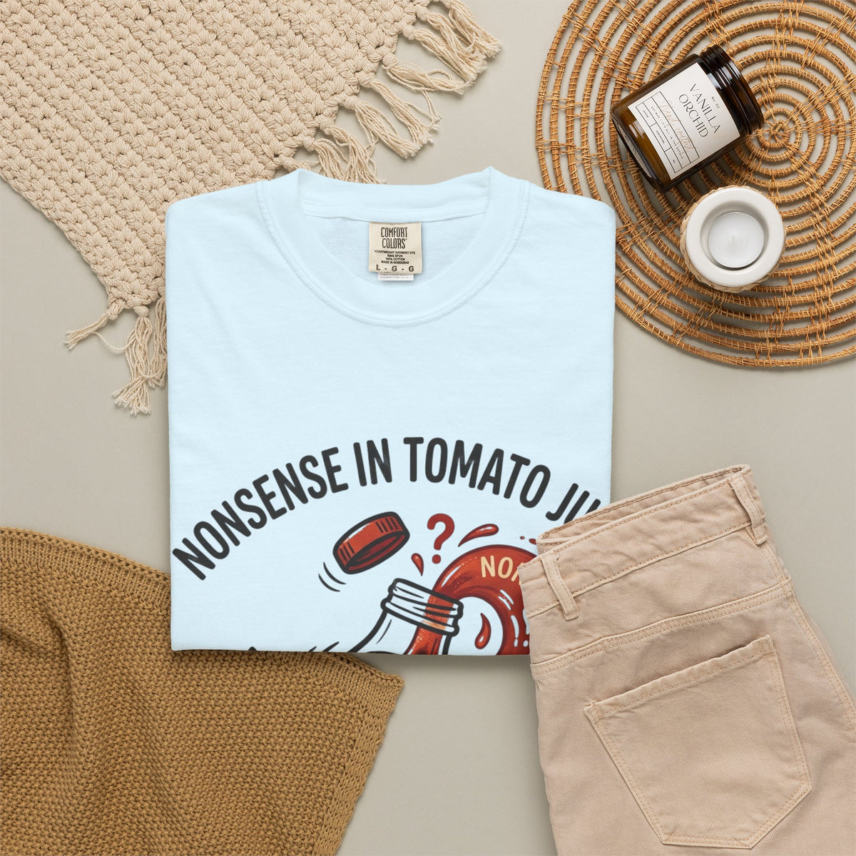 Tomato Juice Tee — "Nonsense in Tomato Juice" Retro Graphic T-Shirt