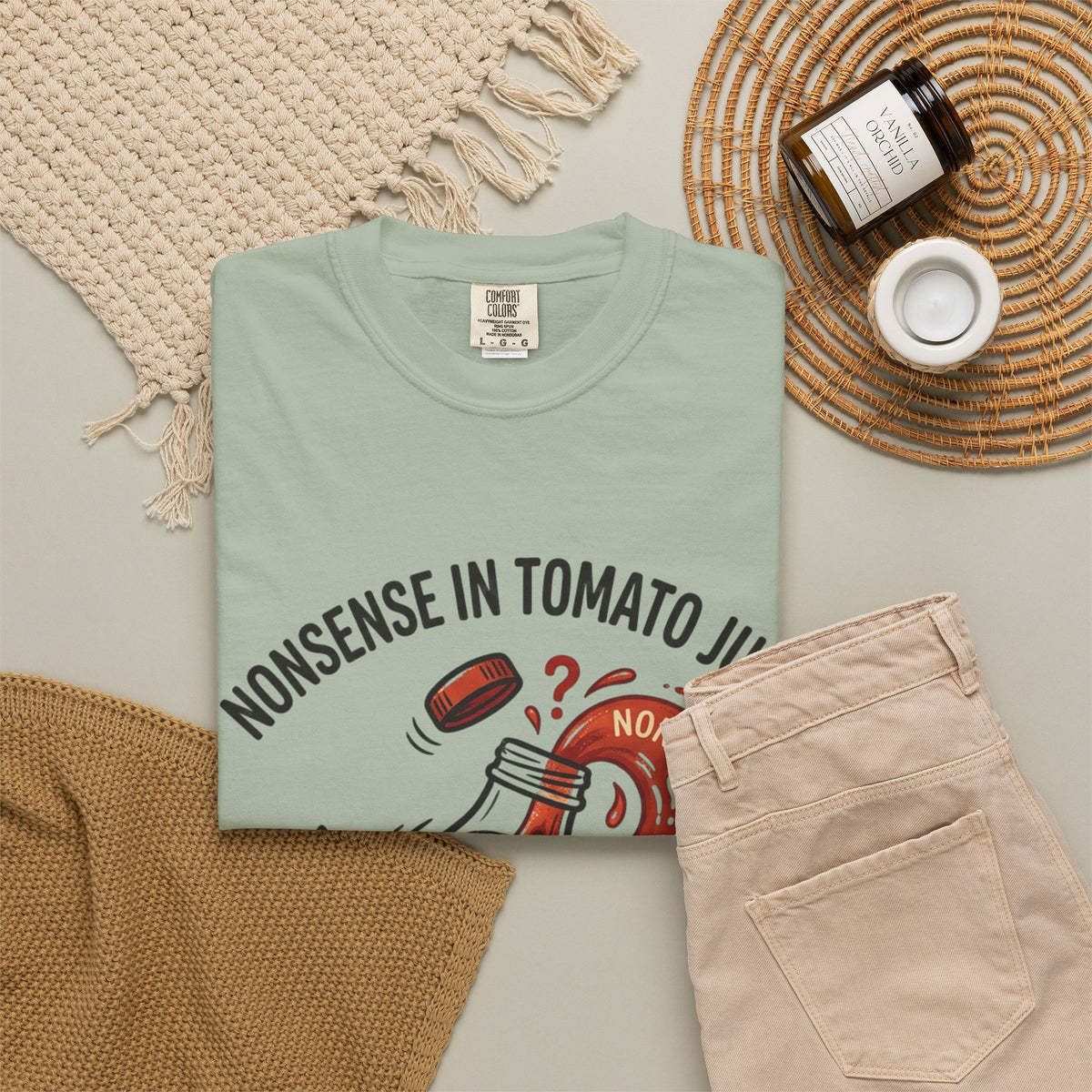 Tomato Juice Tee — "Nonsense in Tomato Juice" Retro Graphic T-Shirt