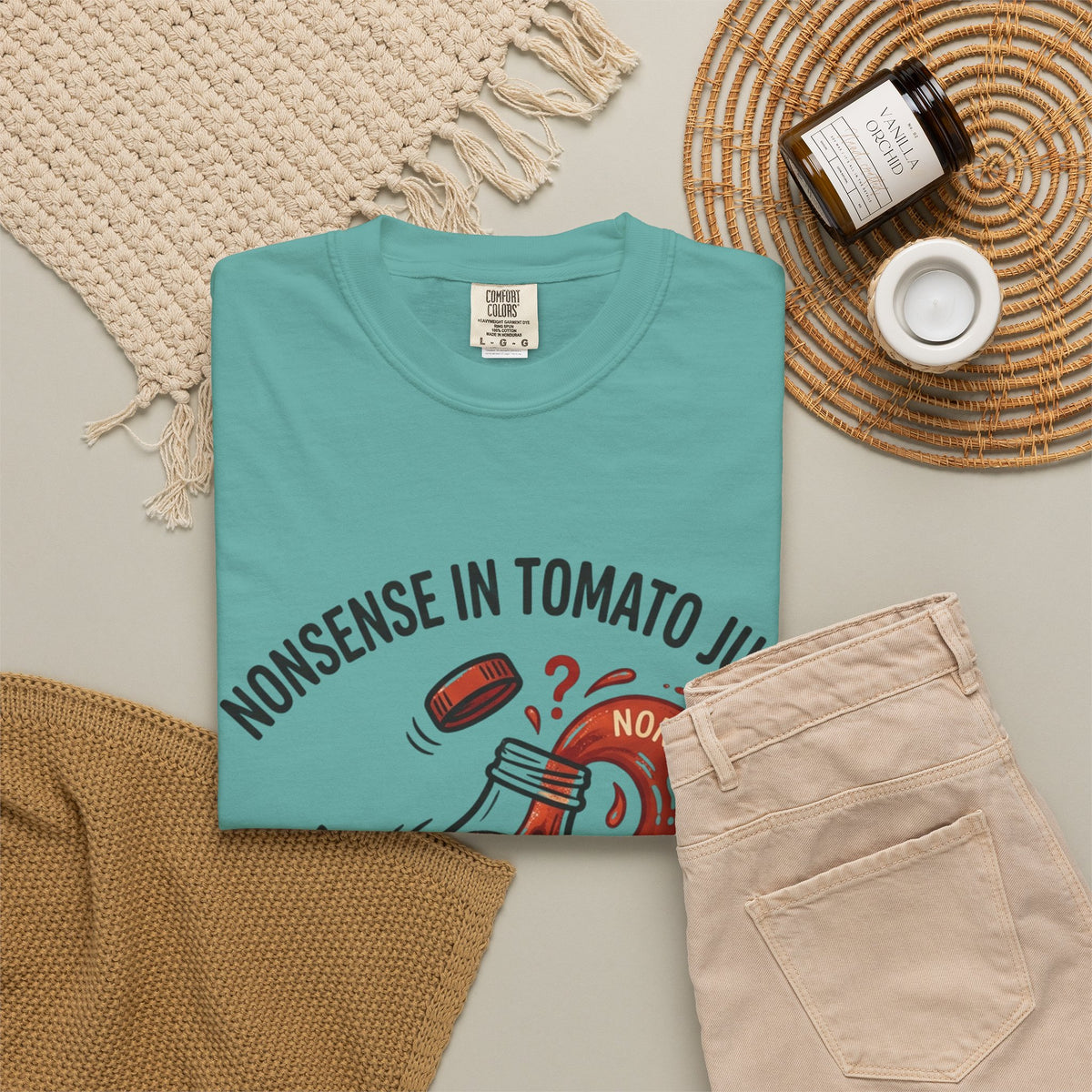 Tomato Juice Tee — "Nonsense in Tomato Juice" Retro Graphic T-Shirt