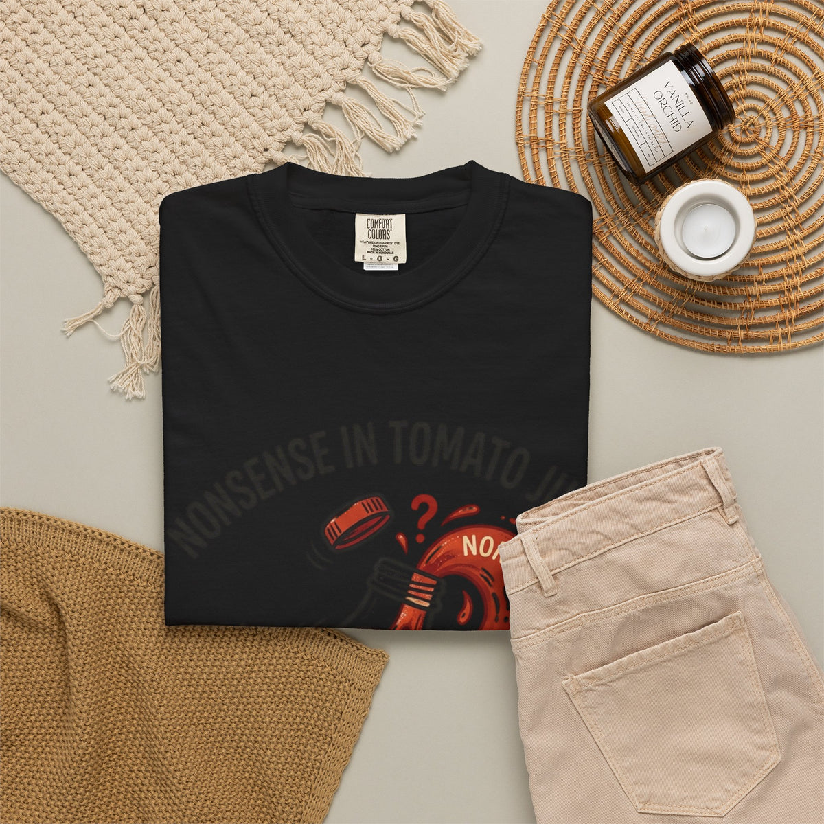 Tomato Juice Tee — "Nonsense in Tomato Juice" Retro Graphic T-Shirt